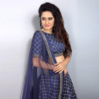 Blue Party Wear Sequins Embroidered Tapetta Lehenga Choli Clothsvilla