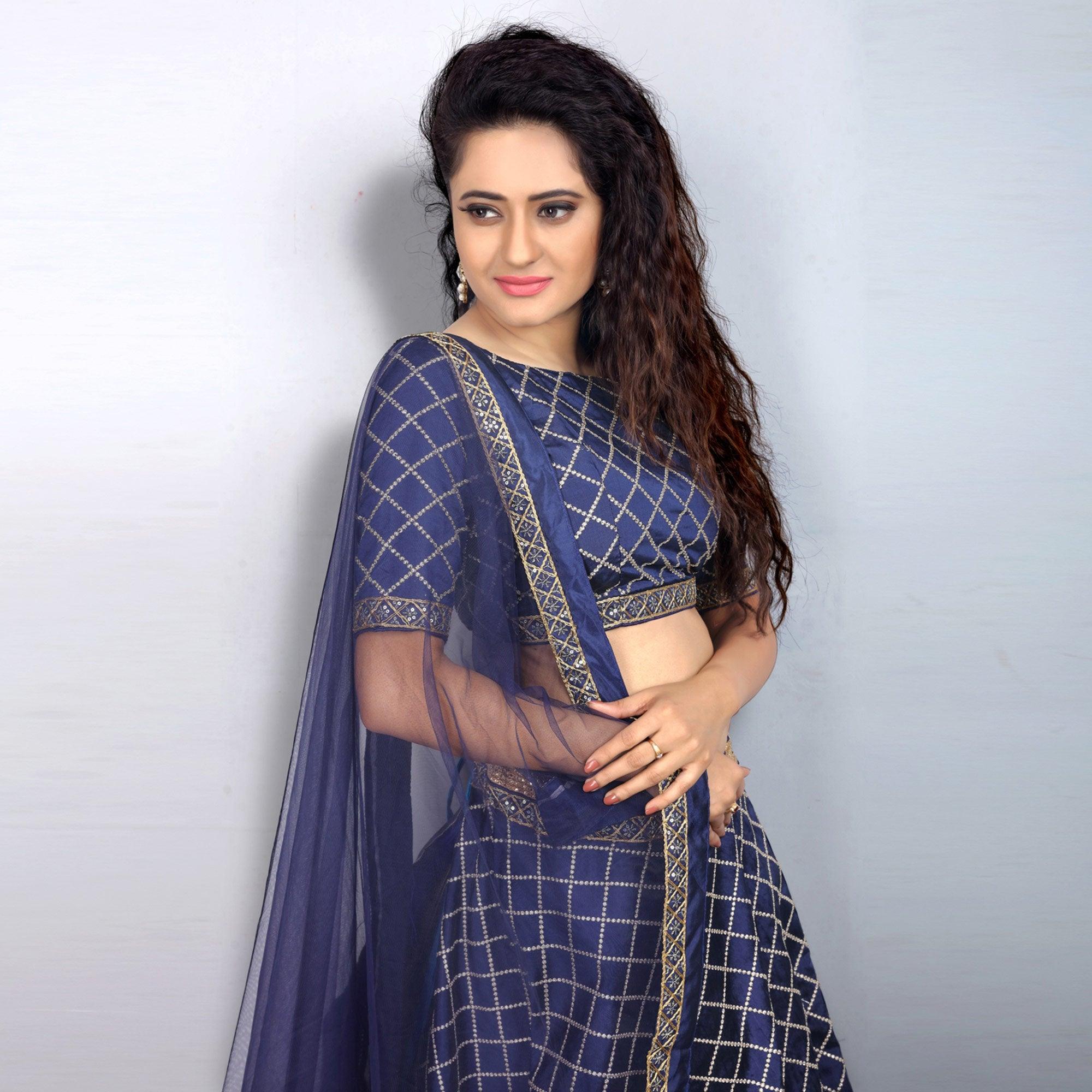 Blue Party Wear Sequins Embroidered Tapetta Lehenga Choli Clothsvilla