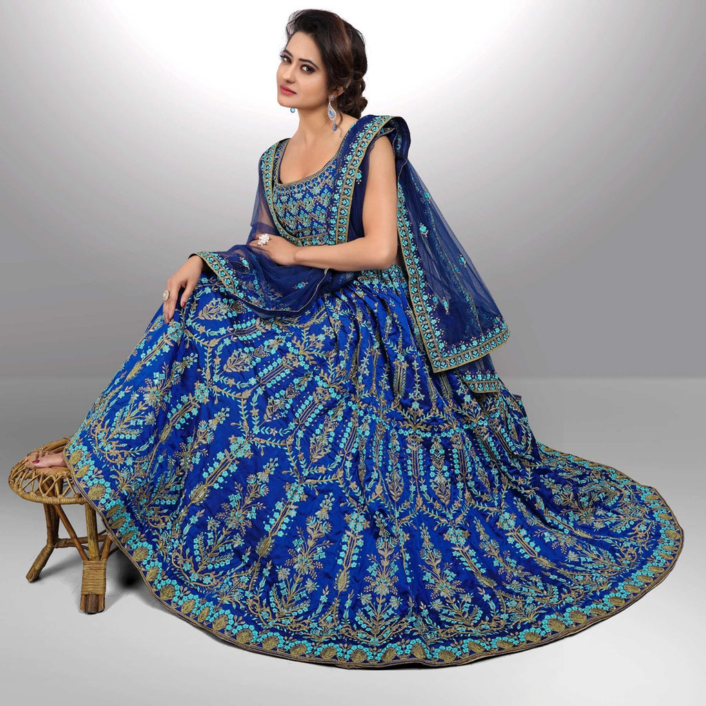 Blue Party Wear Sequins Embroidered Tapetta Lehenga Choli Clothsvilla