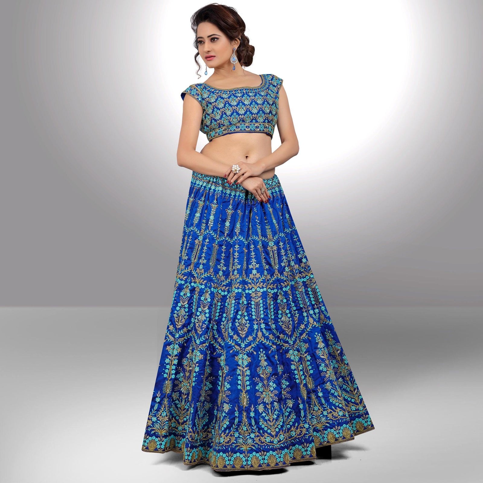 Blue Party Wear Sequins Embroidered Tapetta Lehenga Choli Clothsvilla