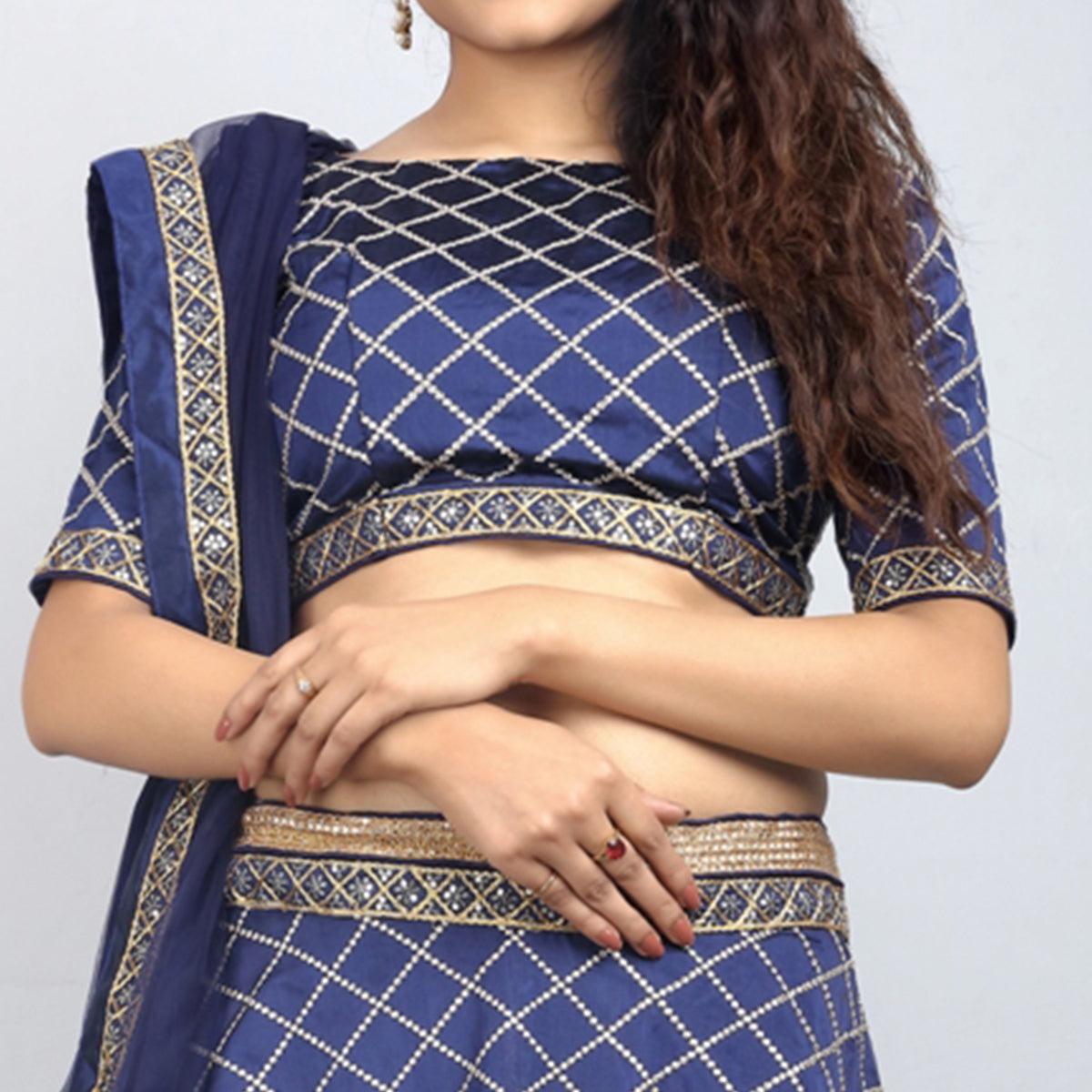 Blue Party Wear Sequins Embroidered Tapetta Lehenga Choli Clothsvilla