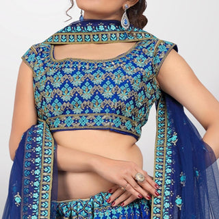 Blue Party Wear Sequins Embroidered Tapetta Lehenga Choli Clothsvilla