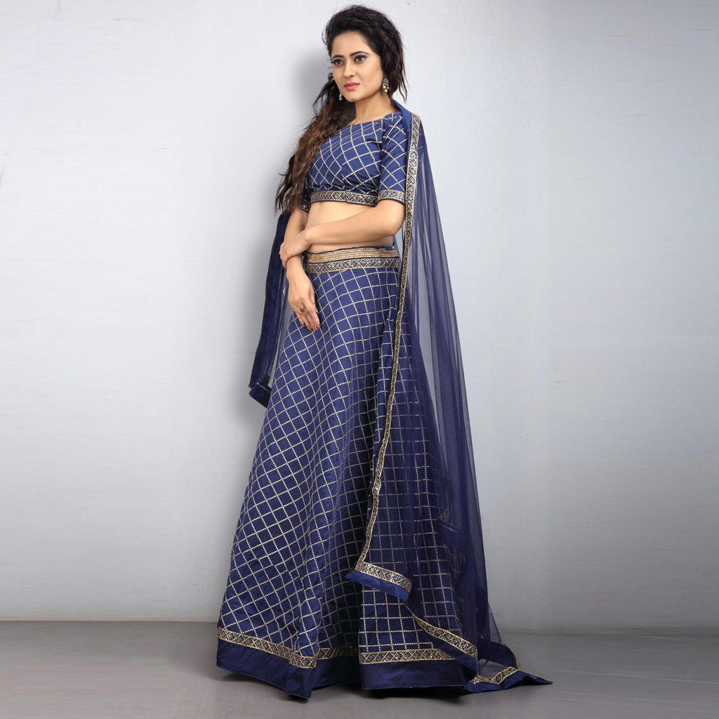 Blue Party Wear Sequins Embroidered Tapetta Lehenga Choli Clothsvilla