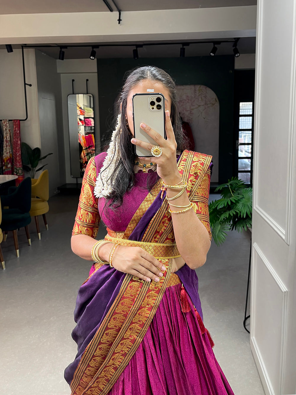 Pink Color Zari Weaving Work Narayan Pet (Cotton) Lehenga Choli ClothsVilla.com