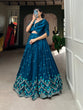 Load image into Gallery viewer, Teal Color Thread Embroidery Work Vichitra Silk Lehenga Choli Clothsvilla