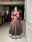 Brown Color Plain And Silver Viscose Chanderi Dupion Silk Semi Stich Half Saree Lehenga Choli ClothsVilla.com