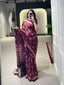 Brown Color Floral & Foil Work Gaji Silk Saree Clothsvilla