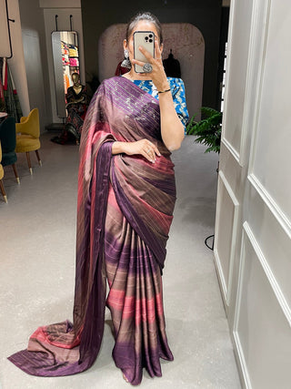 Brown Color Zari Lining Work Rangoli Padding Saree Clothsvilla