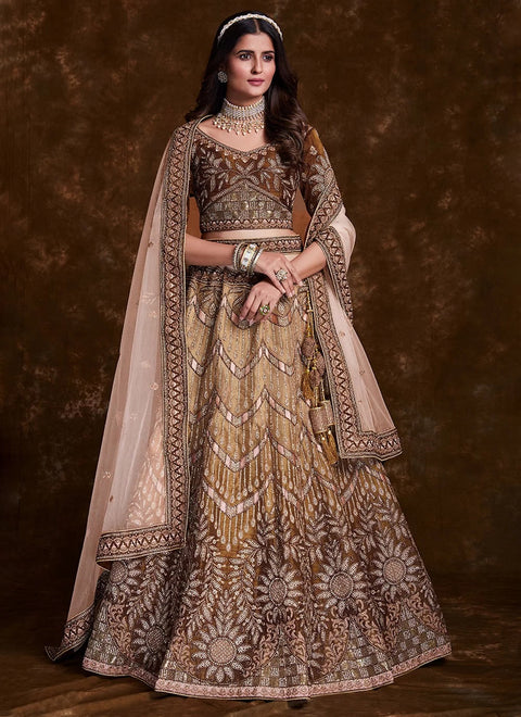 Brown Color Thread Sequins Work Wedding Lehenga Choli Clothsvilla Main image