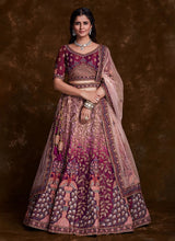 Load image into Gallery viewer, Burgundy Art Silk Lehenga Set With Thread Zari Dori Zarkan Clothsvilla