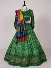 Load image into Gallery viewer, Green Color Bandhani Printed Pure Gaji Silk Gujarati Chaniya Choli Clothsvilla