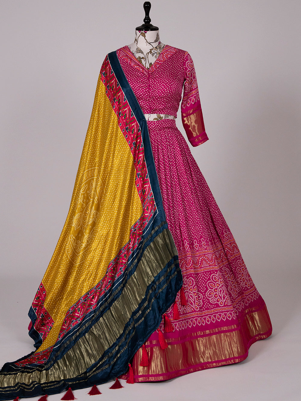 Pink Color Pure Gaji Silk Bandhani Printed Chaniya Choli Clothsvilla