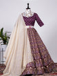 Load image into Gallery viewer, Wine Color Aada Slub Silk Foil Printed Lehenga Choli With Chanderi Dupatta Clothsvilla