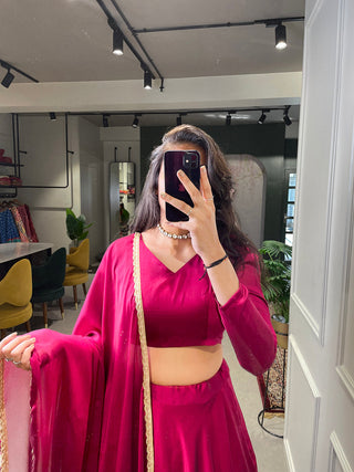 Pink Color Simple Rangoli Silk Party Wear Lehenga Choli Clothsvilla