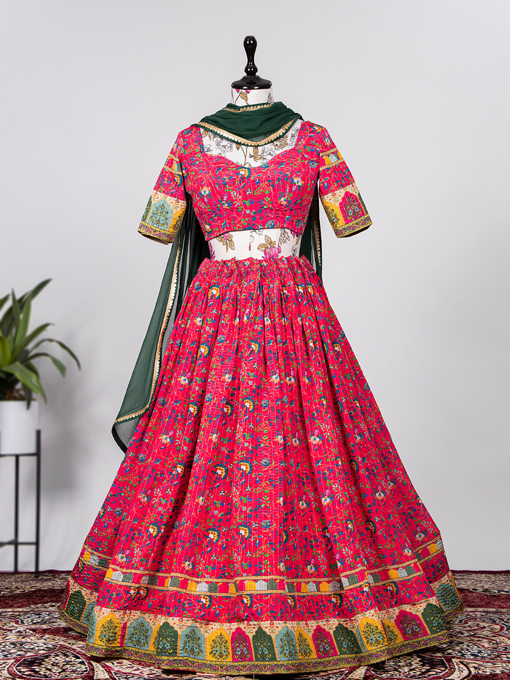 Rani Pink Color Crochet Sequins Embroidery Work Chinon Lehenga Choli Clothsvilla