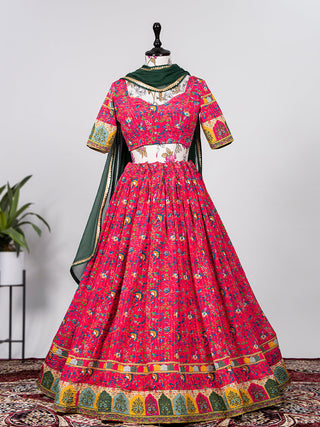 Rani Pink Color Crochet Sequins Embroidery Work Chinon Lehenga Choli Clothsvilla