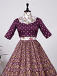 Load image into Gallery viewer, Wine Color Aada Slub Silk Foil Printed Lehenga Choli With Chanderi Dupatta Clothsvilla