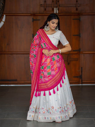 White color Lucknowi Chikankari Work Georgette Lehenga Choli Clothsvilla