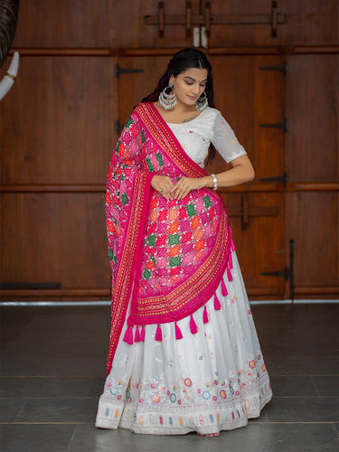 White color Lucknowi Chikankari Work Georgette Lehenga Choli Clothsvilla