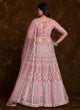 Load image into Gallery viewer, Chic Net Rose Pink Thread Work Lehenga Choli Clothsvilla