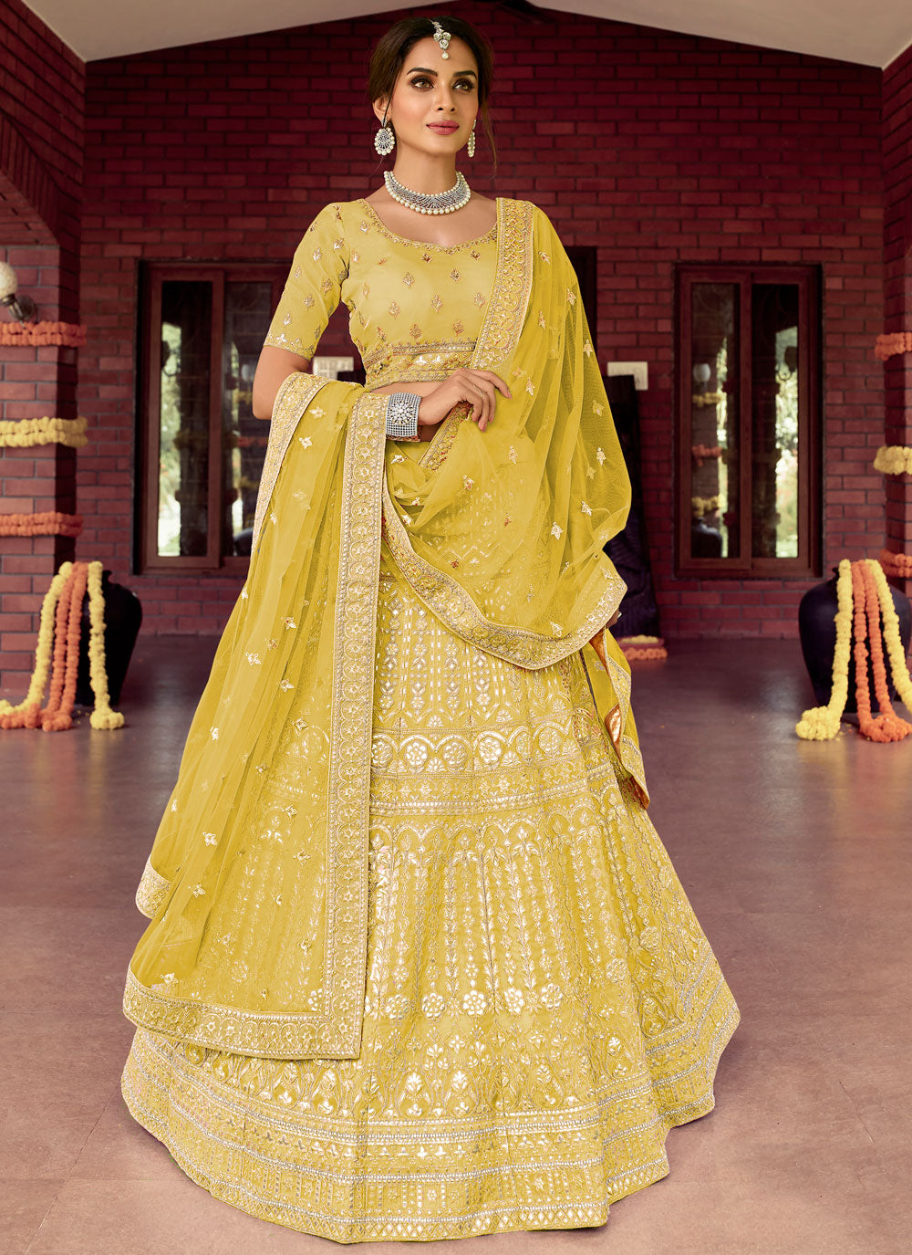 Yellow Organza Lehenga Choli Clothsvilla
