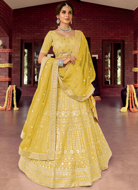 Yellow Organza Lehenga Choli Clothsvilla Main image