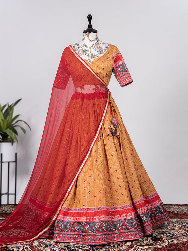 Chiku Color Crochet Sequins Embroidery Work Chinon Lehenga Choli Clothsvilla