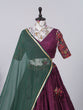 Load image into Gallery viewer, Wine Color Crochet Work Chinon printed Lehenga Clothsvilla