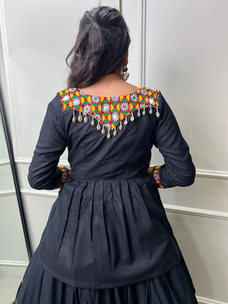 Black Color Plain With Gota Patti Rayon Traditional Chaniya Choli ClothsVilla.com