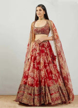 Load image into Gallery viewer, Red Georgette Printed Lehenga choli with heavy sequence work ClothsVilla