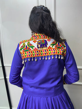 Royal Blue Color Plain With Gota Patti Rayon Garba Choli ClothsVilla