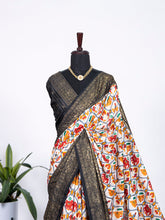 Load image into Gallery viewer, Black Color Patola Print with Foil Work Dola Silk Saree Clothsvilla