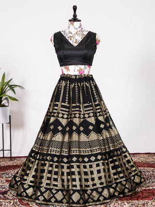 Black Color Sequins Embroidery Georgette Lehenga Clothsvilla