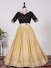 Load image into Gallery viewer, Cream Color Sequins And Thread Embroidery Work Georgette Lehenga Choli Clothsvilla
