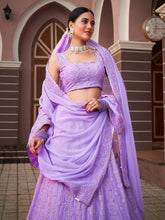 Load image into Gallery viewer, Lavender Color Lucknowi With Sequins Work Georgette Lehenga Choli Clothsvilla