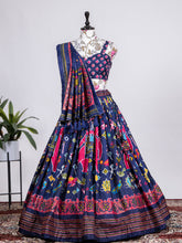 Load image into Gallery viewer, Navy Blue Color Patola Printed &amp; foil work Silk Ghaghra Choli Clothsvilla