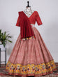 Load image into Gallery viewer, Red Color Printed With Foil Cotton Lehenga Clothsvilla
