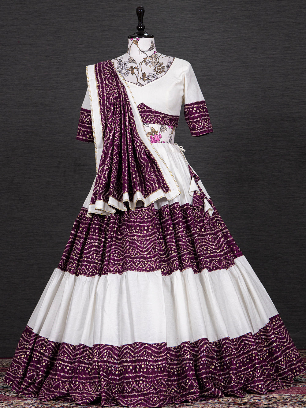 Wine Color Foil And Printed Pure Cotton Lehenga Choli Clothsvilla