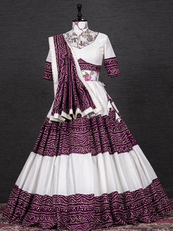 Wine Color Foil And Printed Pure Cotton Lehenga Choli Clothsvilla