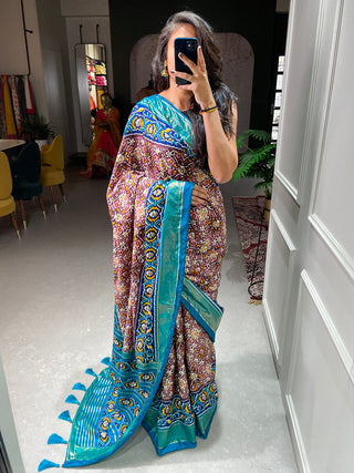Wine Color Patola Printed Dola Silk Saree Clothsvilla
