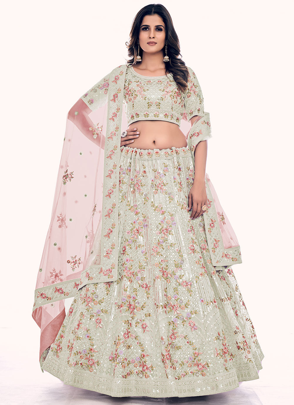 Net A Line Lehenga Choli Clothsvilla Main image