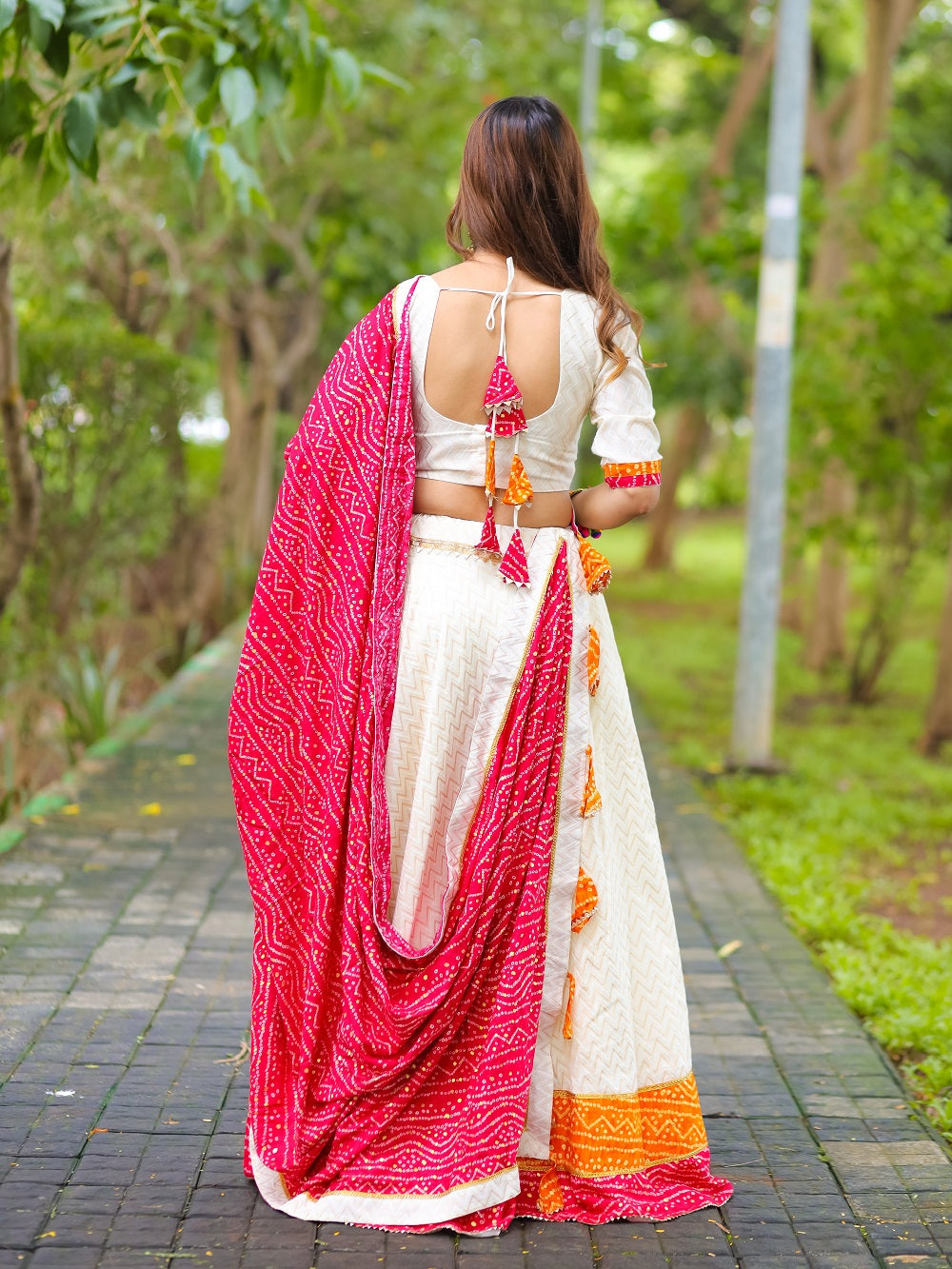 Pink Color Bandhej Printed Cotton Chaniya Choli . Clothsvilla