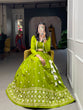 Load image into Gallery viewer, Parrot Color Sequins And Lucknowi Work Cotton Co-Ord Set Lehenga Choli ClothsVilla.com