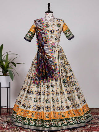 Navy Blue Color Foil & Printed Pure Cotton Lehenga Choli Clothsvilla