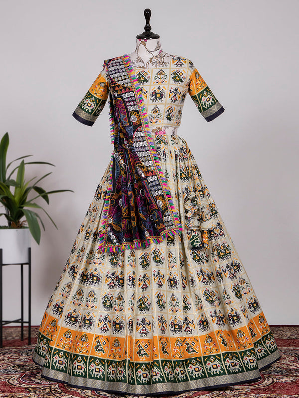 Navy Blue Color Foil & Printed Pure Cotton Lehenga Choli Clothsvilla