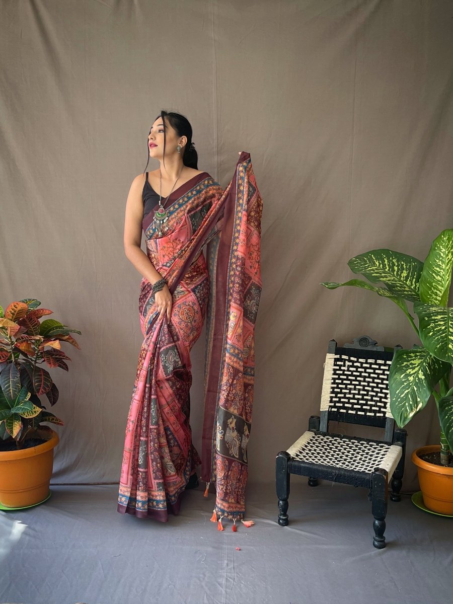 Cotton Kalamkari Printed Deep Chestut Clothsvilla