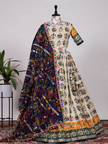 Navy Blue Color Foil & Printed Pure Cotton Lehenga Choli Clothsvilla