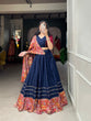 Load image into Gallery viewer, Navy Blue Color Plain And Printed With Gotta Patti Cotton For Navratri Chaniya Choli ClothsVilla