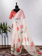 Load image into Gallery viewer, Cream Color Floral &amp; Foil Printed Organza Saree Clothsvilla