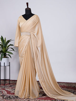 Cream Color Rangoli Silk Material Saree Clothsvilla